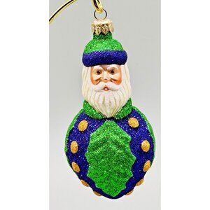 Patricia Breen Hollyberry Santa Christmas Ornament #9722 Purple Green 1997